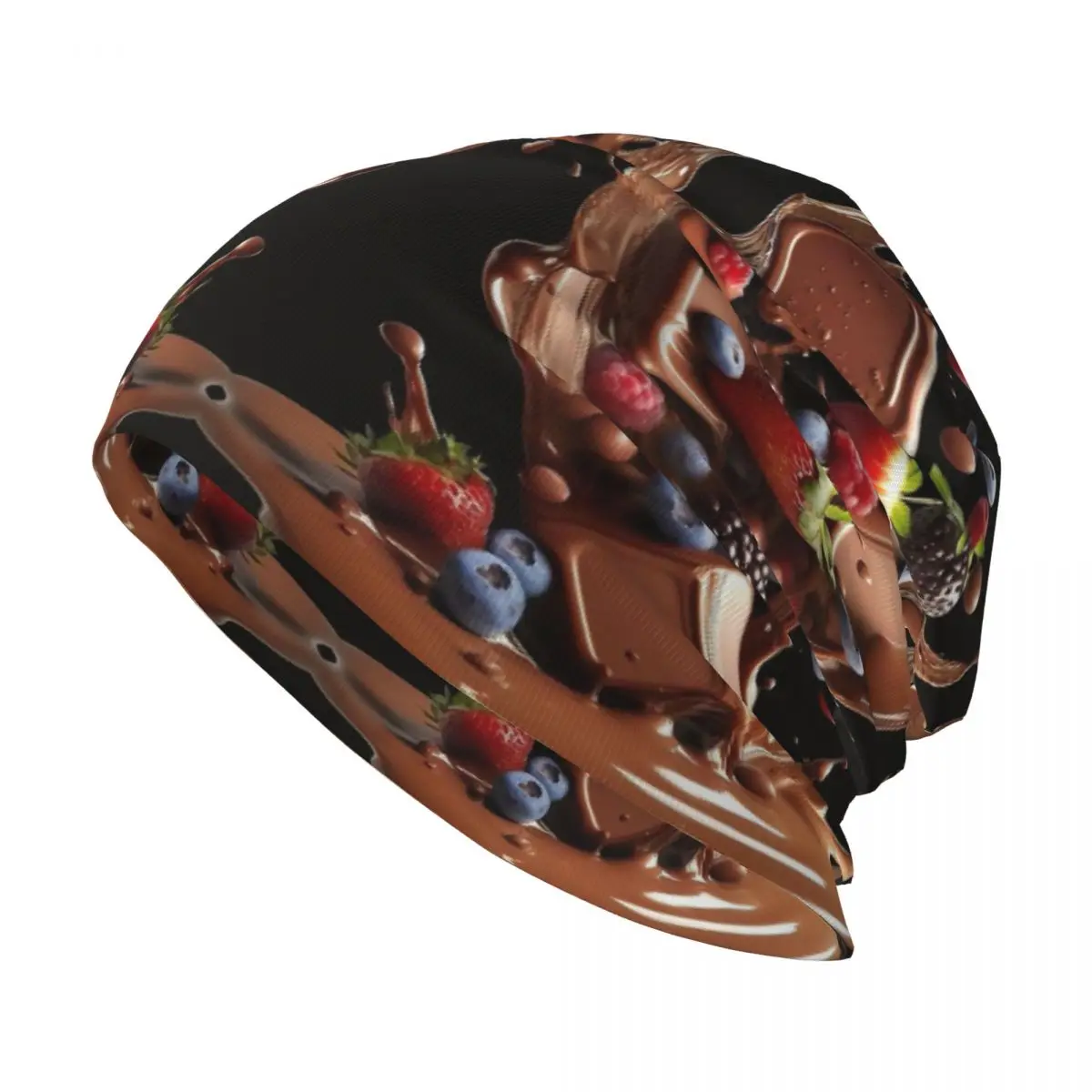 Nutty Chocolate Ice Cream Waffle Knitted Hat For Men And Women, Gift Unisex winter Warm Brimless printing Urinal Hat