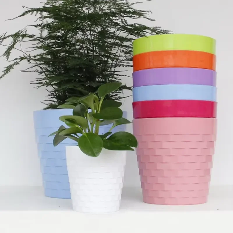 for Creative Simple Round Green Plant Pot Multicolor Plastic PP Flower Planter Minimalist Desktop