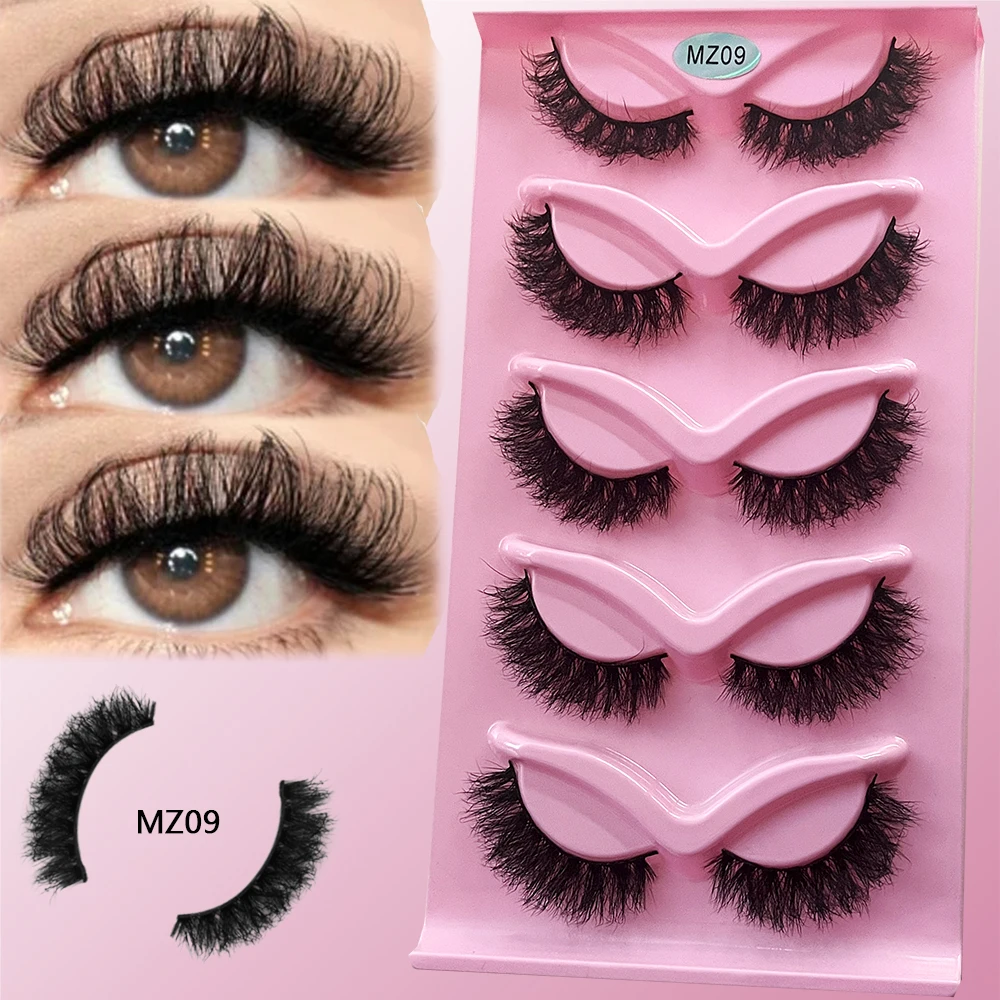 5 pairs Mink Eyelashes  3D Natural False Lashes Thick Soft Curly Lashes Wispy Natural Eyelash Extension Makeup