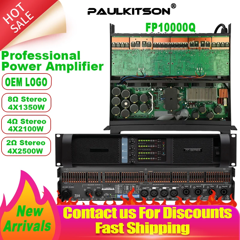 

Paulkitson FP10000q усилитель 4-канальный профессиональный усилитель мощности 4x1350 Вт 8 Ом высокая мощность сабвуфер AMP линейный массив динамик