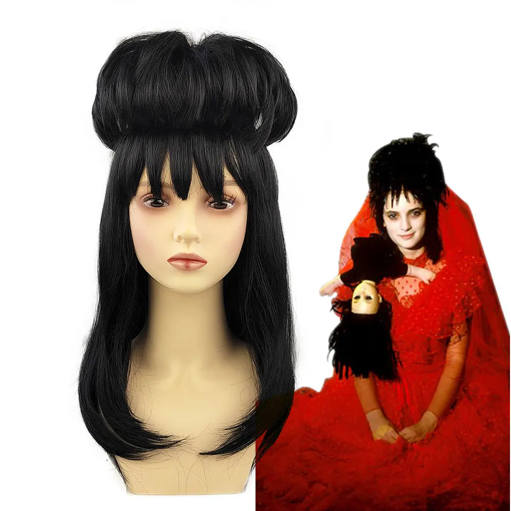 Costume Play Accessory Lydia Deetz Disguise Wig Girls Cosplay Halloween Beetljuice Movie Role Play Props Cosplay Hair Headgear