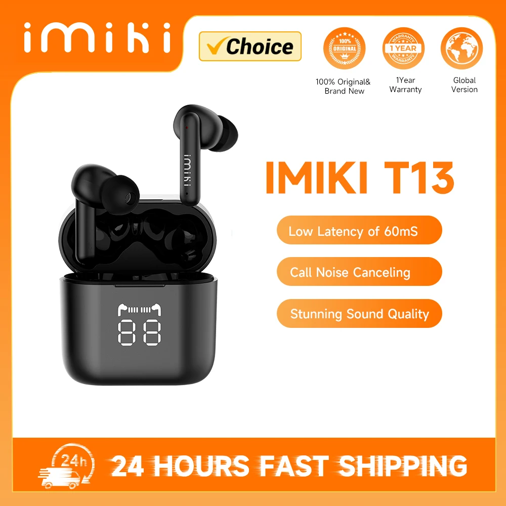 IMIKI T13 Wireless Earphones Stunning Sound Quality Call Noise Canceling IPX5 Waterproof & Sweatproof Business Sports For Man