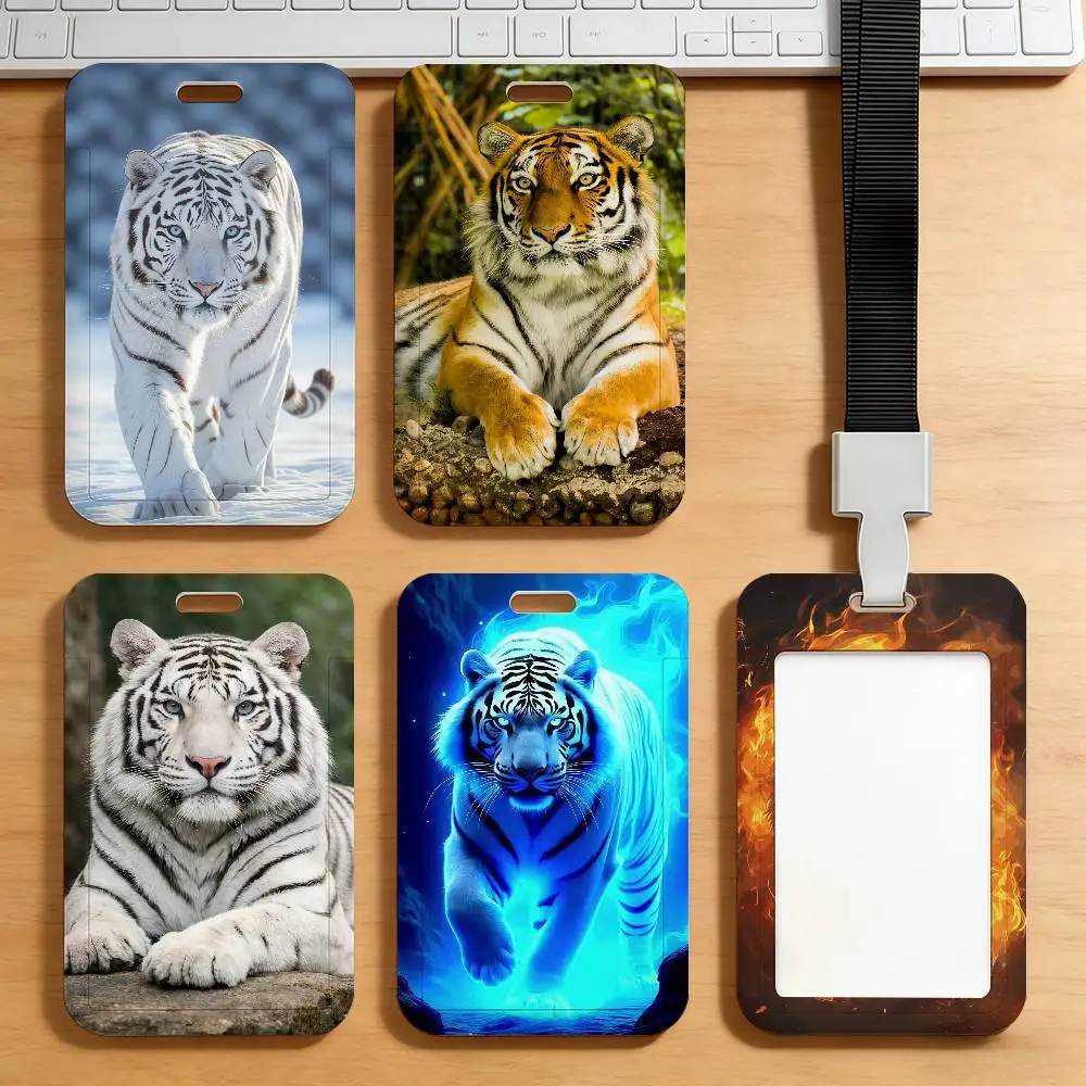 Cool Tiger Badge Card Holder Student ID Case Daily Use Subway Commute Work Cover Office School Bus Protector