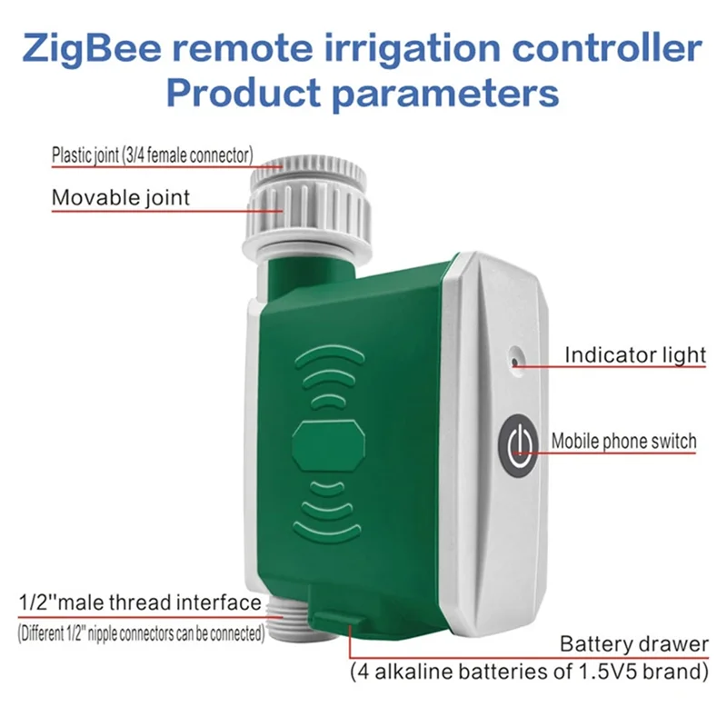AA87 Tuya Zigbee Temporizador de rega Controlador de irrigação por gotejamento Controle por aplicativo para Alexa e Google