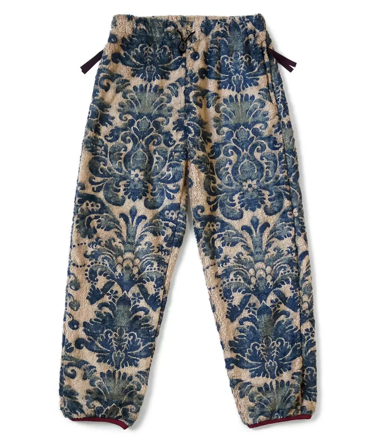 22AW KAPITAL Hirata Hongri Ethnic Flower Blue Dye Warm Fleece Men's Elastic Trousers Loose Fashion Printed Plush Japan Pants