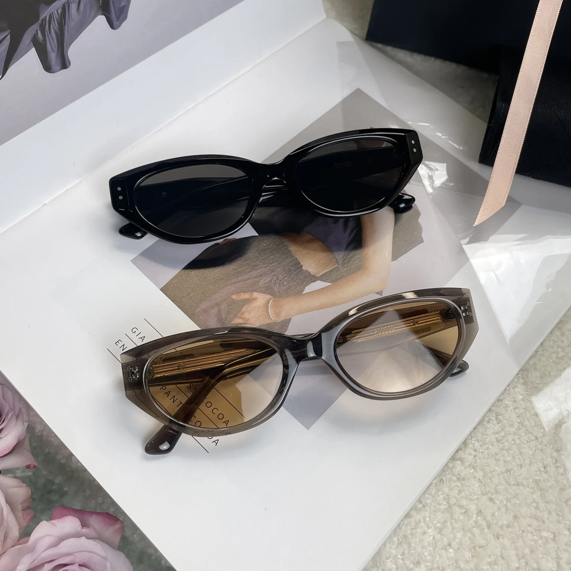 روكوكو موضة جنرال موتورز نمط عالية الوضوح حجم كبير سيدة لطيف الرجال خلات النظارات الشمسية الوحش النساء الظل UV400 نظارات شمسية