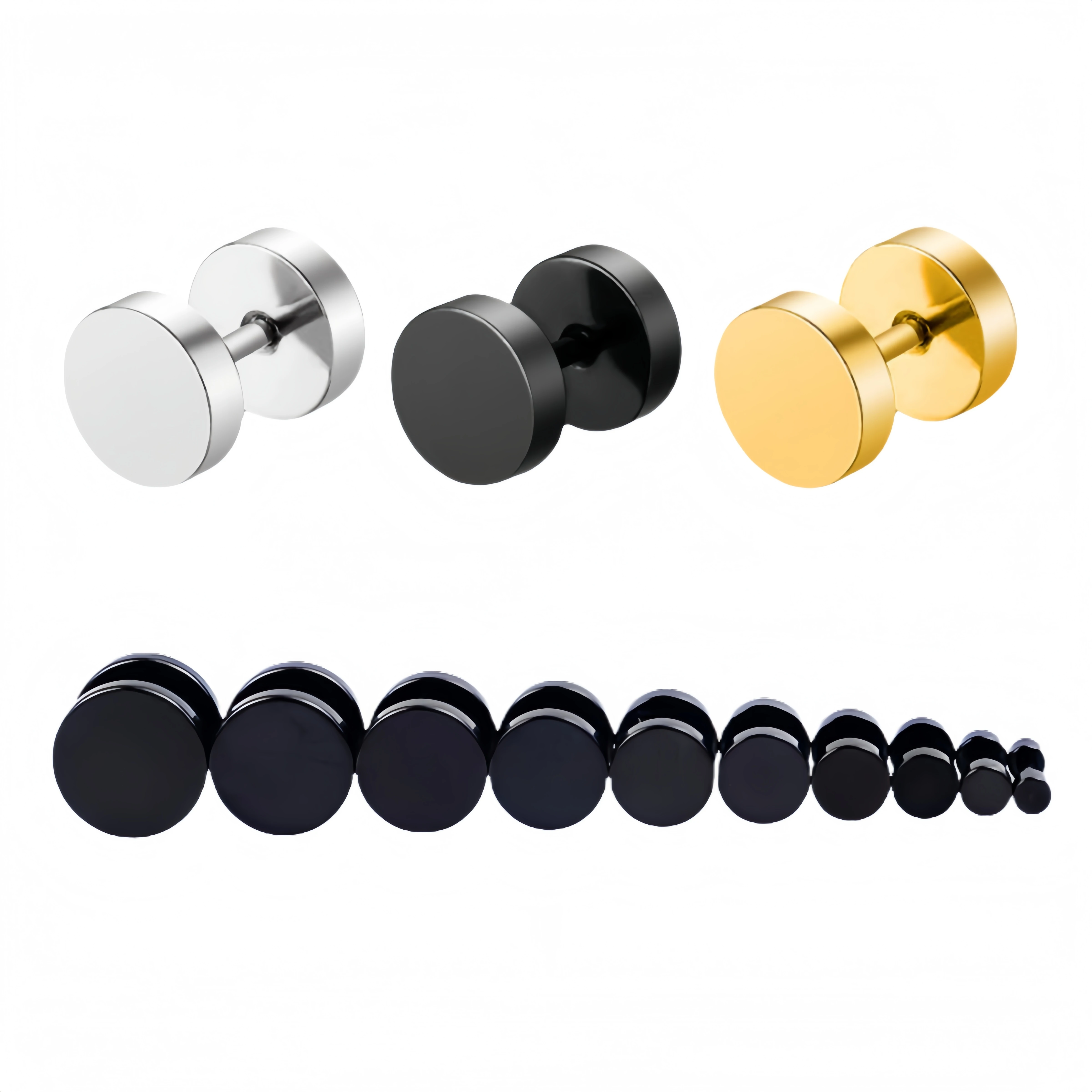Boucles d'oreilles unisexes en acier inoxydable 3 mm