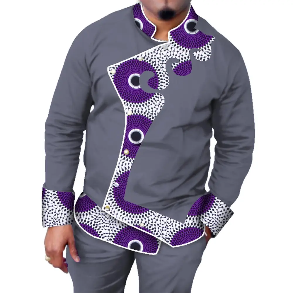 Autumn Men African Clothing Full Sleeve Dashiki Men 2 Pieces Set Tops and Pants Plus Size African Mens Cotton Clothing WYN521