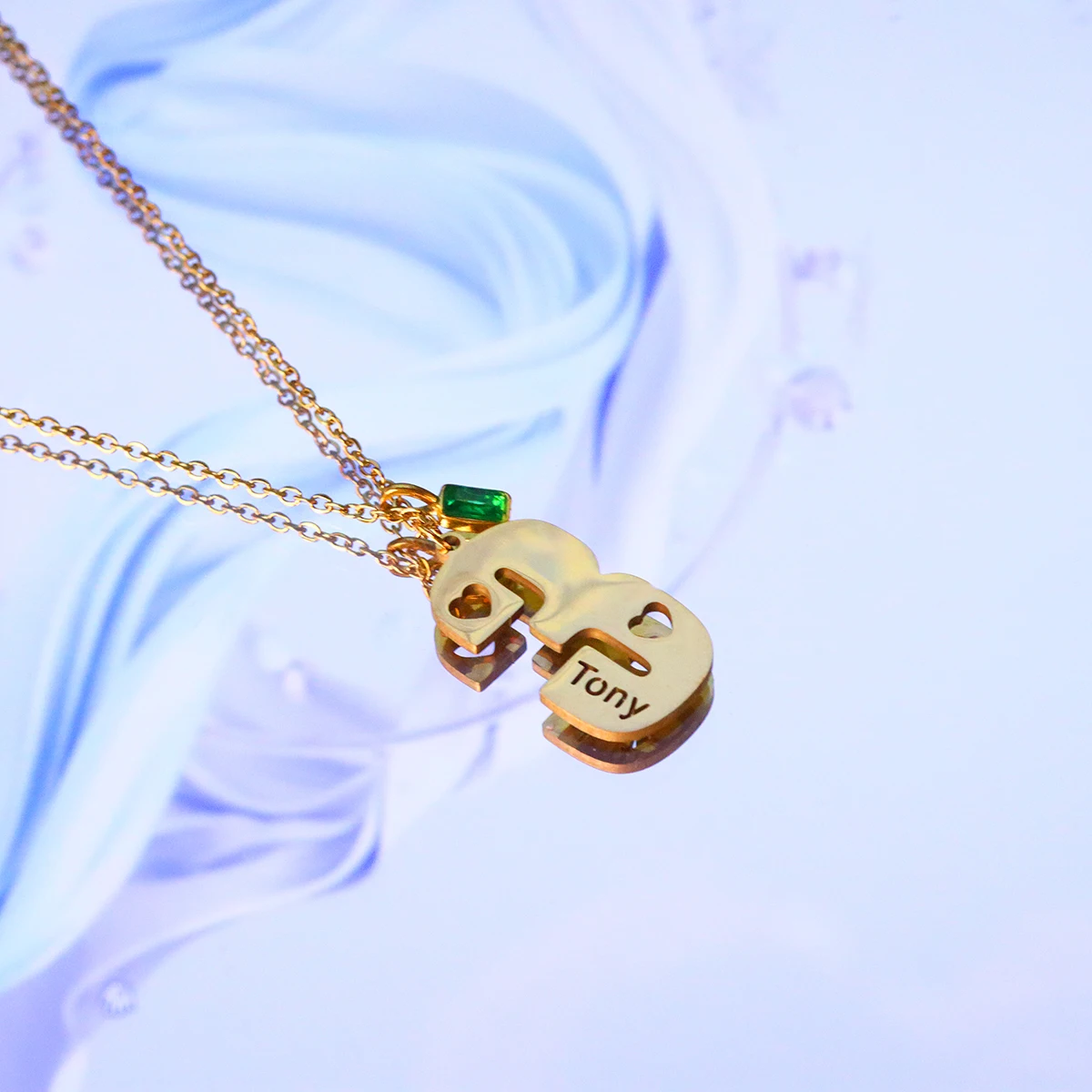 

Todorova Custom Name Customized Double Heart Number 3 Necklace Stainless Steel Women Personalized Jewelry Gift