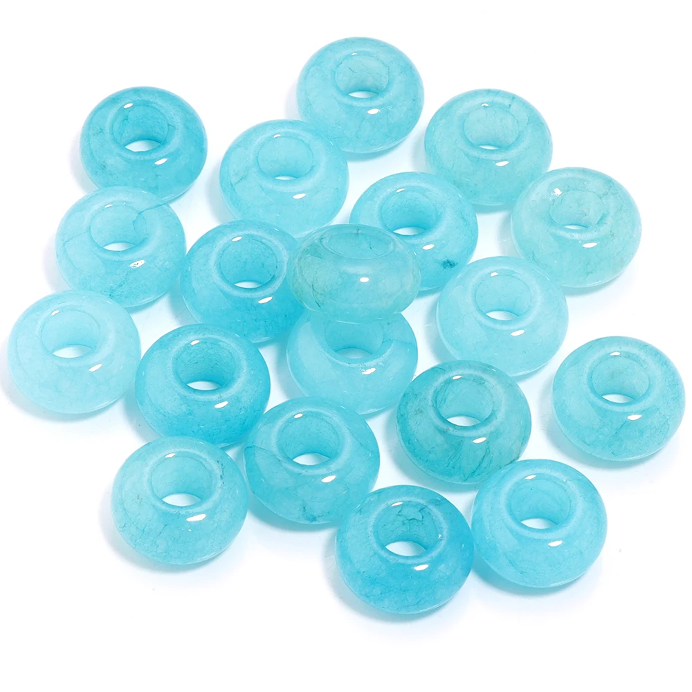 6 stks 14x8mm Natuursteen Kralen Amethist Tijgeroog Agaat Jade Abacus Vorm Big Hole Losse Kralen voor Sieraden Maken DIY Armbanden