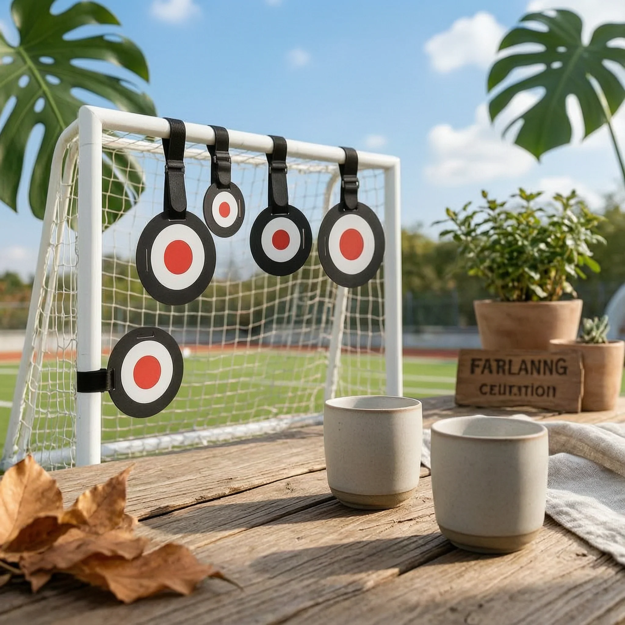

2 Pieces Soccer Scoring Target Discs Fastening Straps Soccer Goal Target Discs Sports Training Gear Round Black White Red