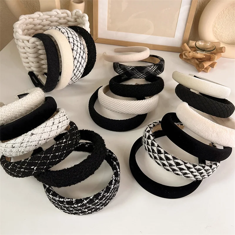 Korea Winter Warm Woolen Sponge Hairband Padded Fashion Hair Accessories for Women Girl Solid Color Headband Hair Hoop Headwear