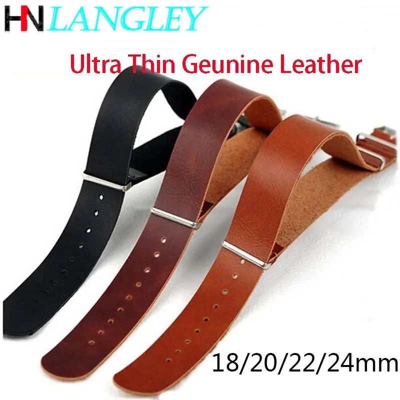 Ultra Thin Leather Watch Band  Strap Single Layer Bracelet 18mm 20mm 22mm 24mm Watch Replacement Accessories Women Men Band