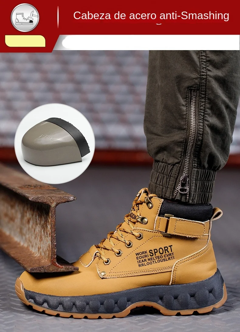 New Safety Shoes Men Boots High Top Work Sneakers Steel Toe Cap Anti-smash Puncture-Proof Work Boots Indestructible Shoes