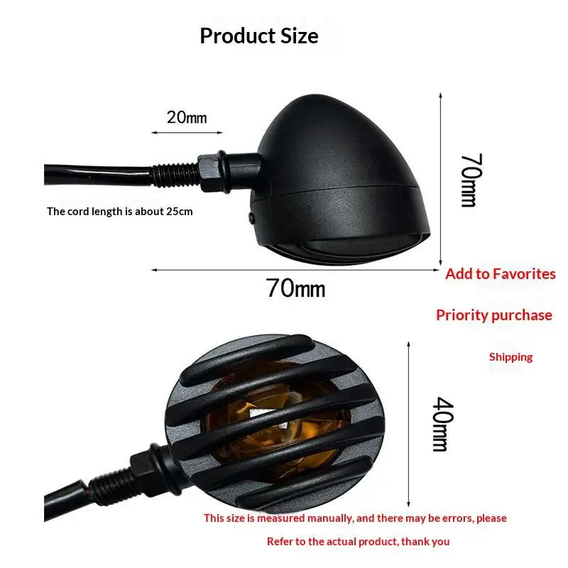 New 1PCS For Cafe Racer New Motorcycle Turn Signal Lights Grill  Indicator 12V Amber Front Rear Lamp