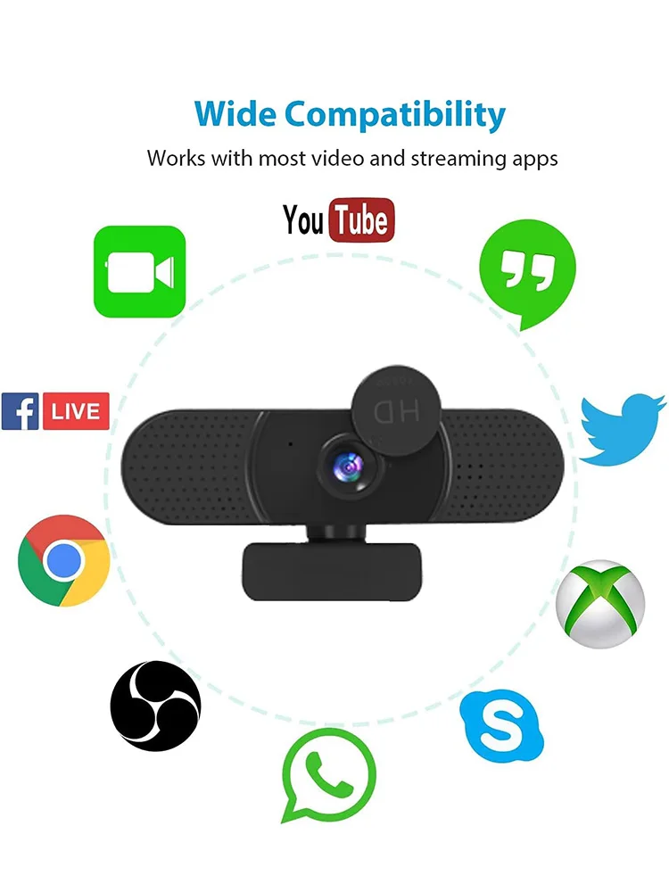 كاميرا كمبيوتر عالية الوضوح 4k بتركيز تلقائي لتعزيز الجمال كاميرا ويب بث مباشر بمنفذ USB لا يتطلب سائق مكبر صوت 2k