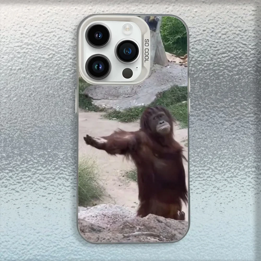 Cute Funny Monkey Phone Case For iPhone 16,15,14,13,12,11,Mini,Pro,MAX White Matte Shockproof Cover - náhled 2