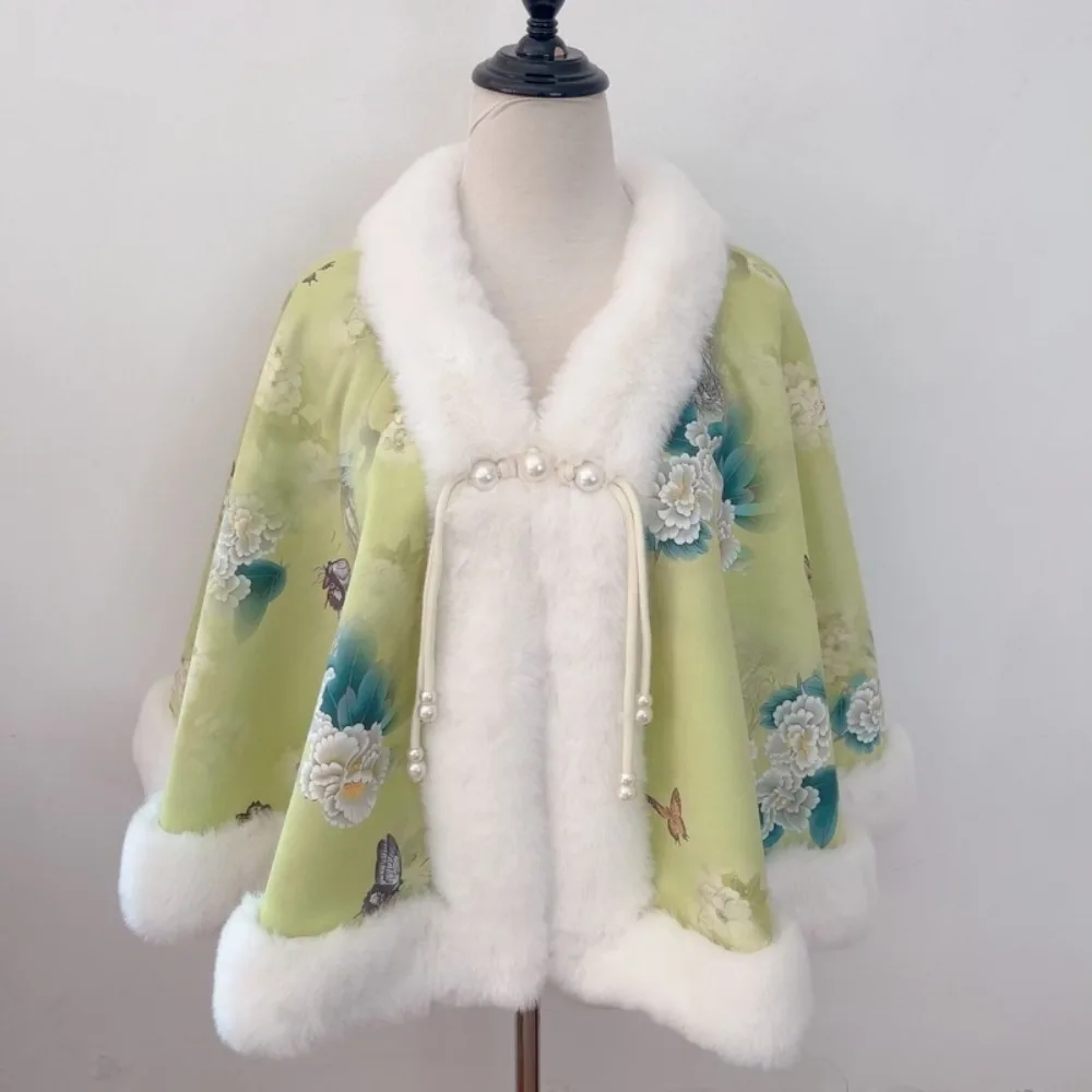 

Luxury Winter Warm Knitting Shawl Elegant Chinese Style Plush Wraps Scarf Thick Cardigan Cloak for Evening Dresses Wedding Party