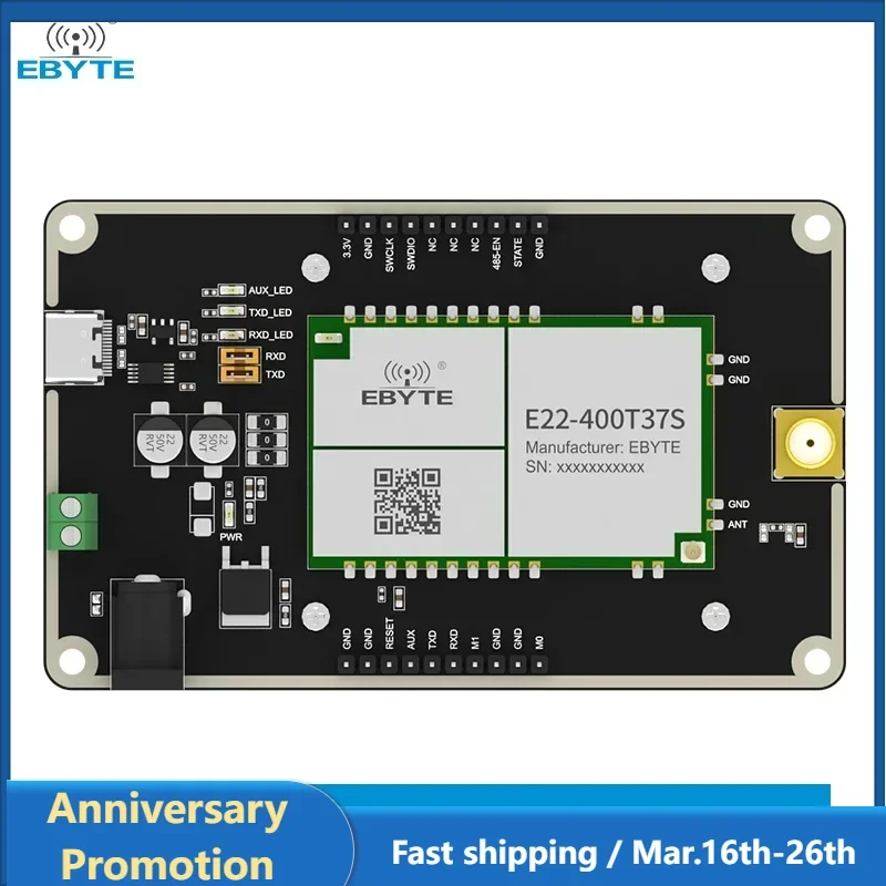 Test board LoRa Module 433/470MHz EBYTE E22-400TBH-02 5W 25Km Long distance Pre-welded E22-400T37S USB Interface Test Kit