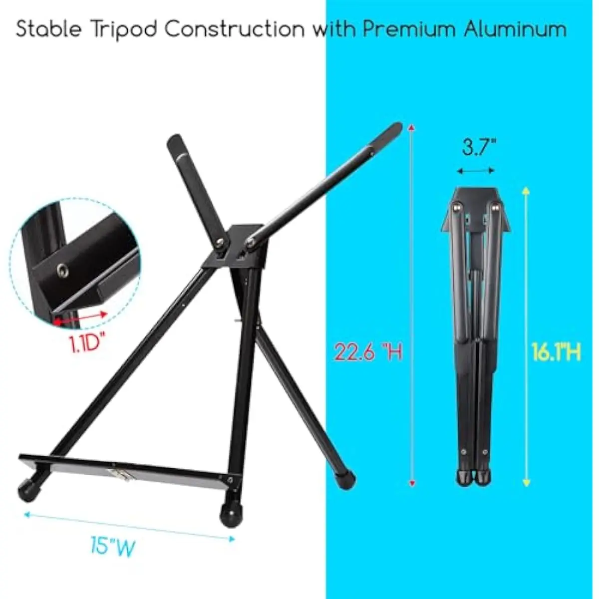 10 Foldable Aluminum Tripod Easels for Art Display – Lightweight Portable Painting Stand with Adjustable Height 13–22.8 Inches a