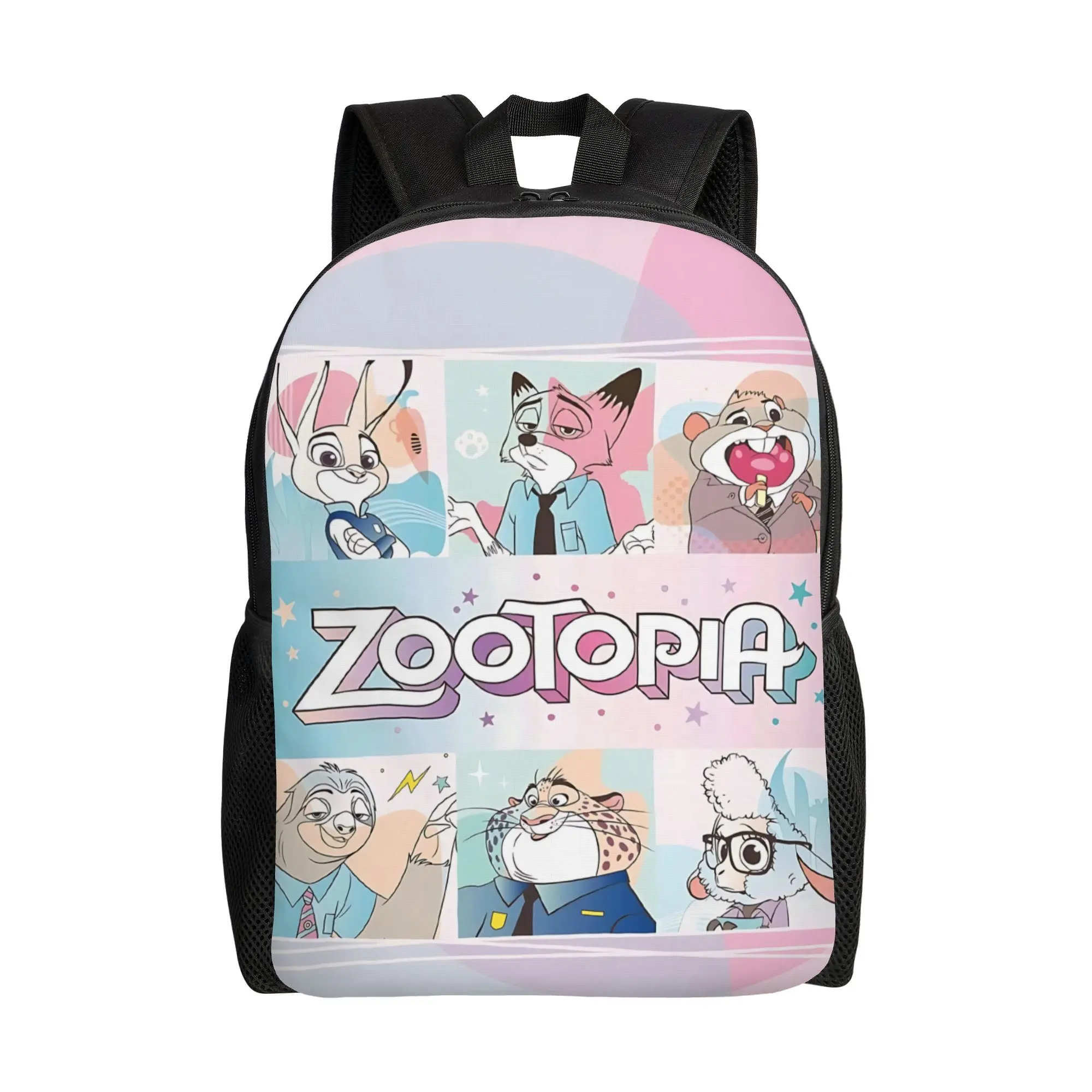 

Рюкзак для первого учебного дня в школе, 1 шт., Disney Zootopia 2, с изображением персонажей-пазлов, Kawaii Journey, ретро-рюкзак, моющийся.