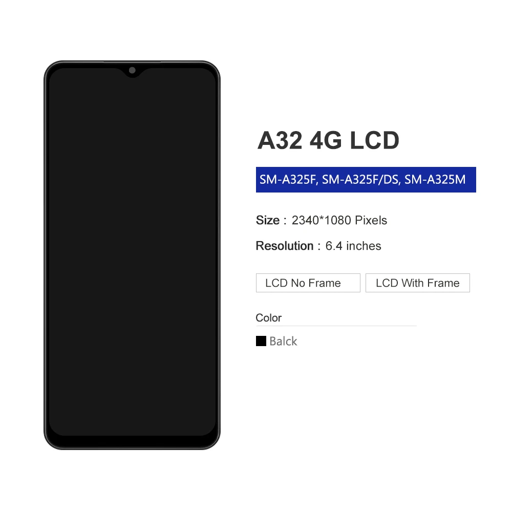 For AMOLED 6.4\'\' Display for Samsung A32 4G A325 A325F SM-A325M SM-A325F/DS LCD Touch Screen Digitizer Assembly