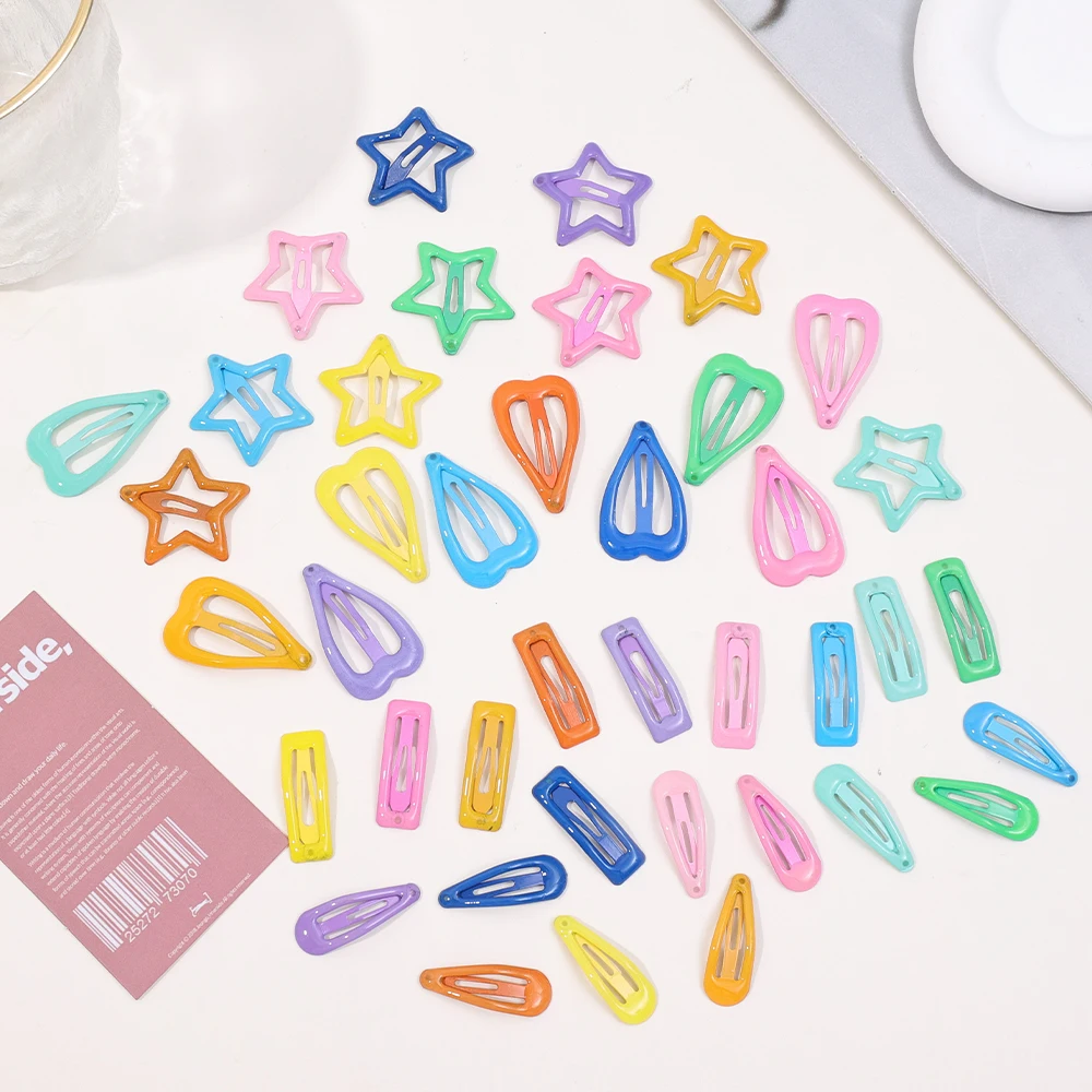 Candy Color BB Snap Clips para Meninas, presilhas de água luminosa, aperto de cabelo, cocar, brilho misto no grampo de cabelo estrela escura, cocar de criança