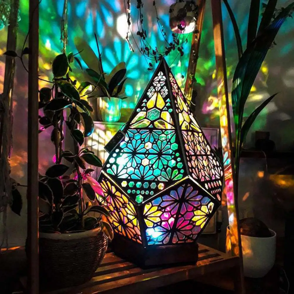 Bohemian Style Romantic Floor Light Geometric Hollow Out Projection Light Garden Decoration Projection Lamp Background Projector