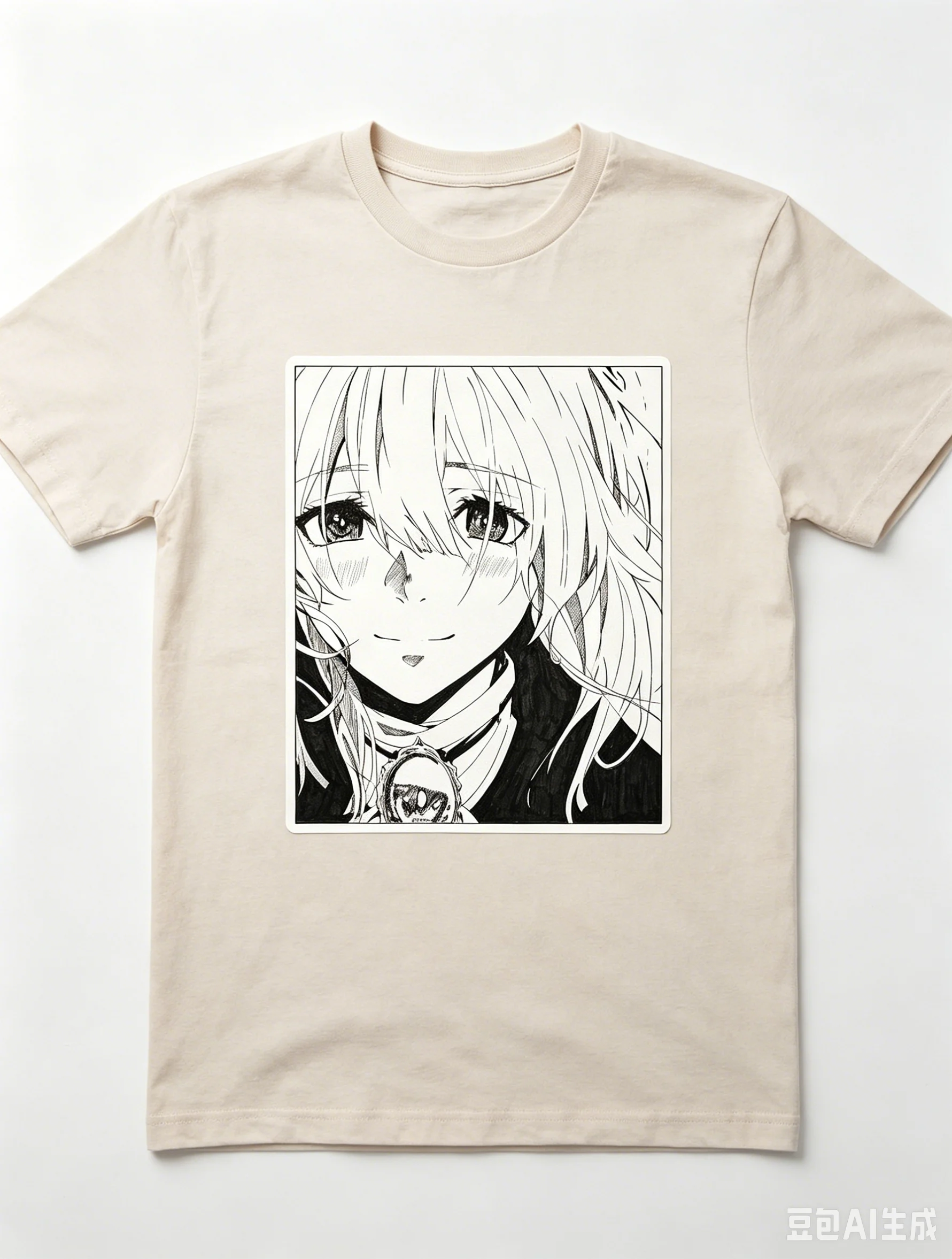 Violet Evergarden Black And White Manga Portrait Anime Frame Graphic Crew Neck Short Sleeve Women And Men T-shirt