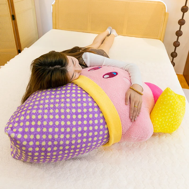 65cm Cute Nightcap Kirby Plush Toy Big Size Kawaii Cartoon Kirby Plushies Soft Stuffed Doll Girl Sleeping Pillow Birthday Gift view 5