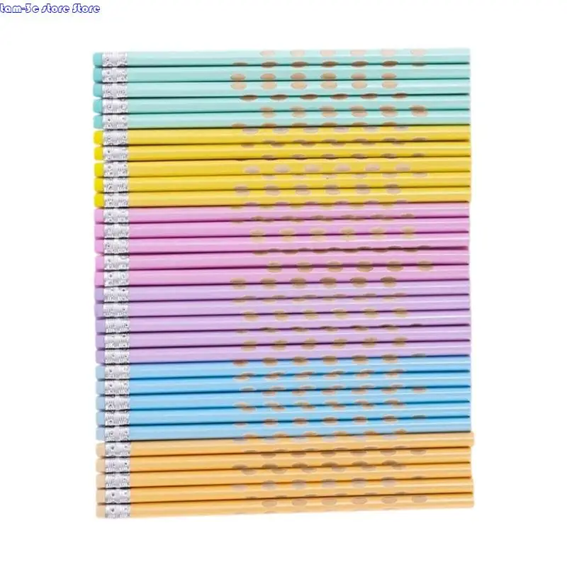

30 Pcs Grooved Triangular Pencils with Eraser Drawing Pencils Writing Pencils School Supplies For Tests And Daily Use