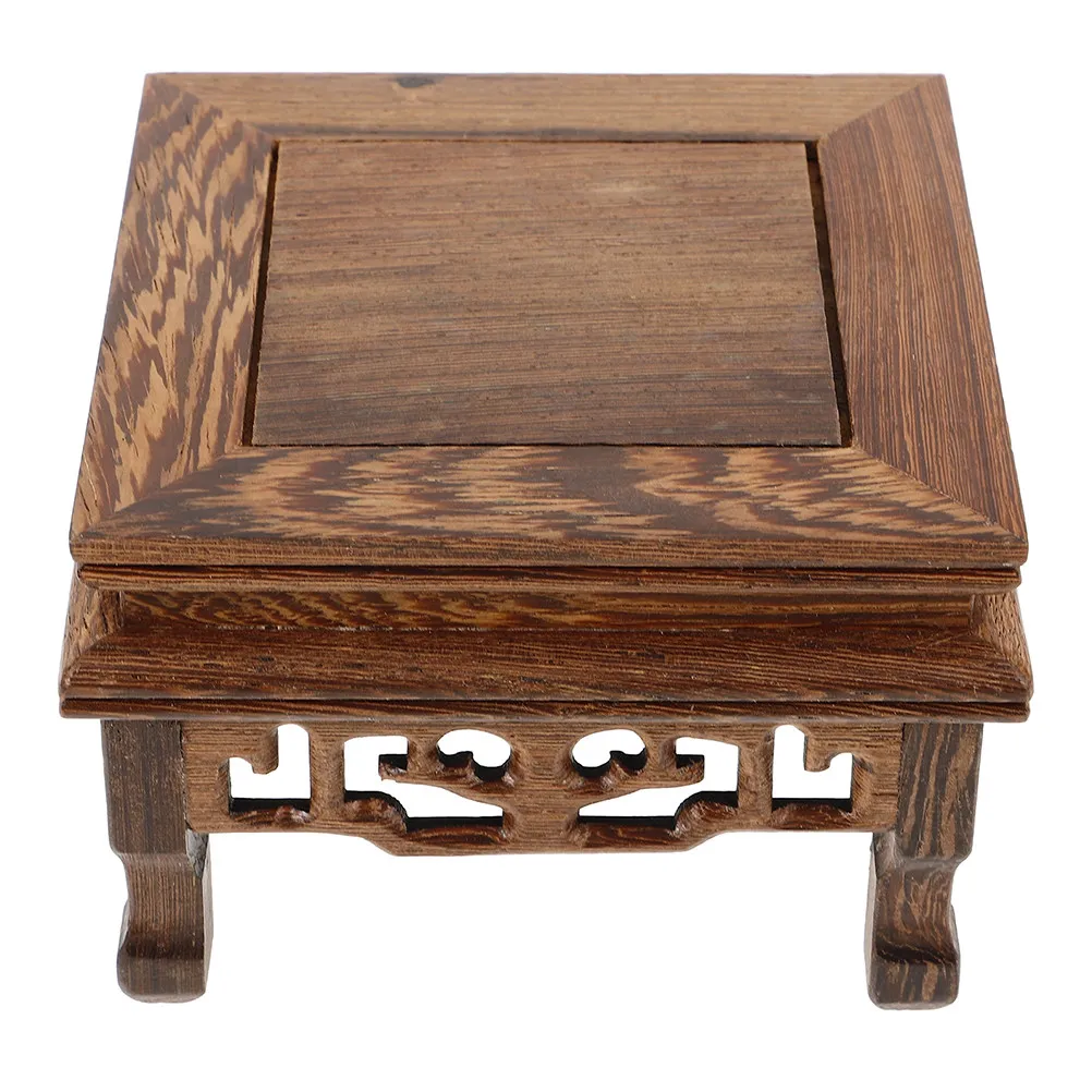 Chicken Wing Wood Rectangular Wood Riser Base Flower Stand for Indoor Plants Buddha Statue Holder Wooden Footed Display Oriental