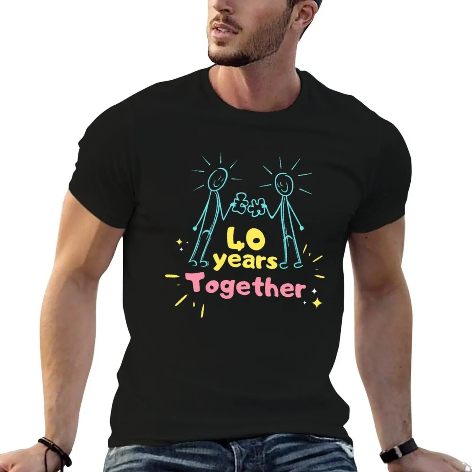 40th year anniversary wedding gifts for couple ,mr and ms, wife, lovers, valentine day. T-Shirt customs boys whites men clothing