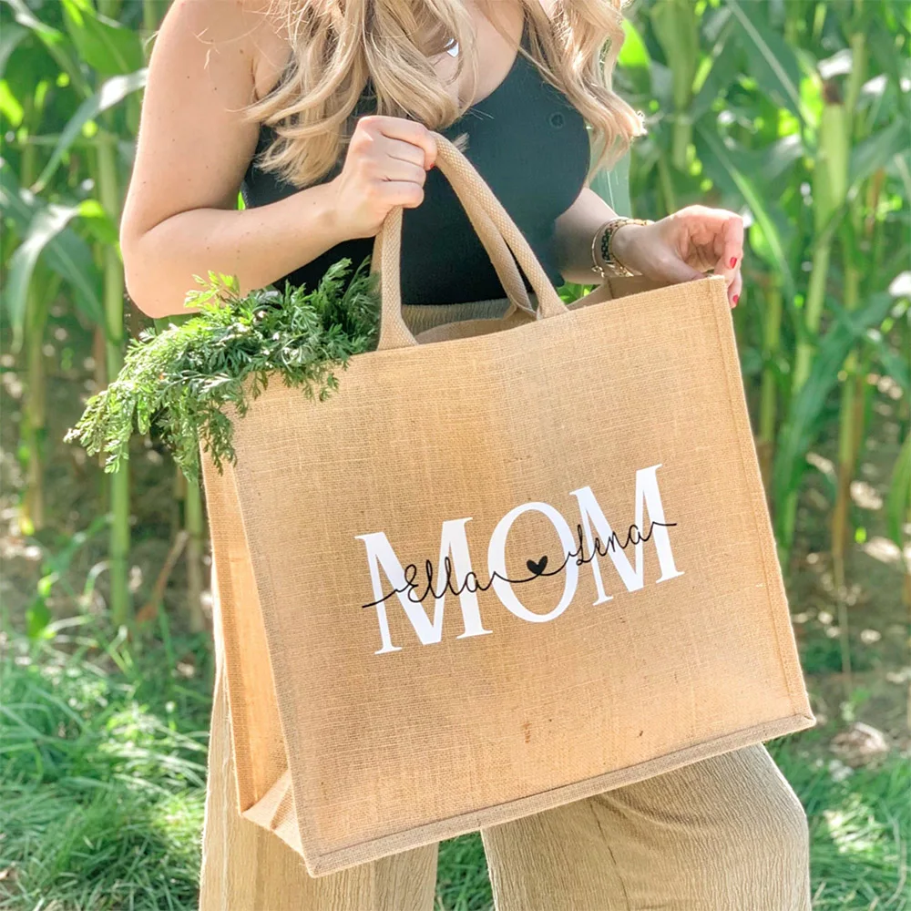 Personalized Burlap Bridesmaid Jute Bag Burlap Tote Gift Bags Bachelorette Party Favors Custom Beach Tote Bag with Name