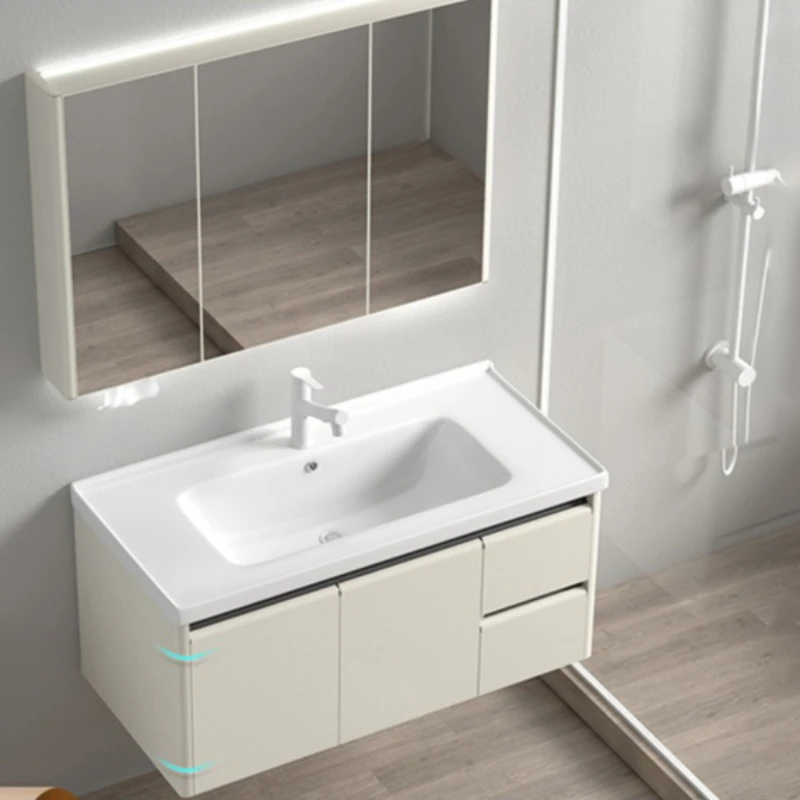 Moisture-proof Bathroom Cabinet Nordic Cream Wind Wash Bathroom Cabinet Intelligent Bathroom Furniture Armadio Da Bagno XYYSG 1 Moisture-proof Bathroom Cabinet Nordic Cream Wind Wash Bathroom Cabinet Intelligent Bathroom Furniture Armadio Da Bagno XYYSG 1