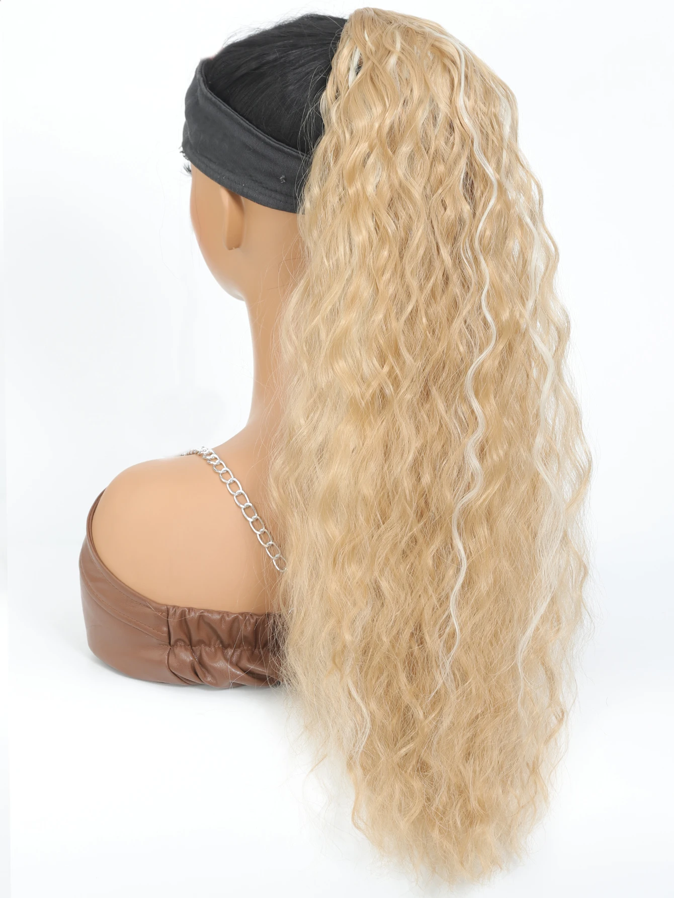 Coleta larga y rizada con cordón para mujer, extensiones de cabello con Clip para Cosplay diario