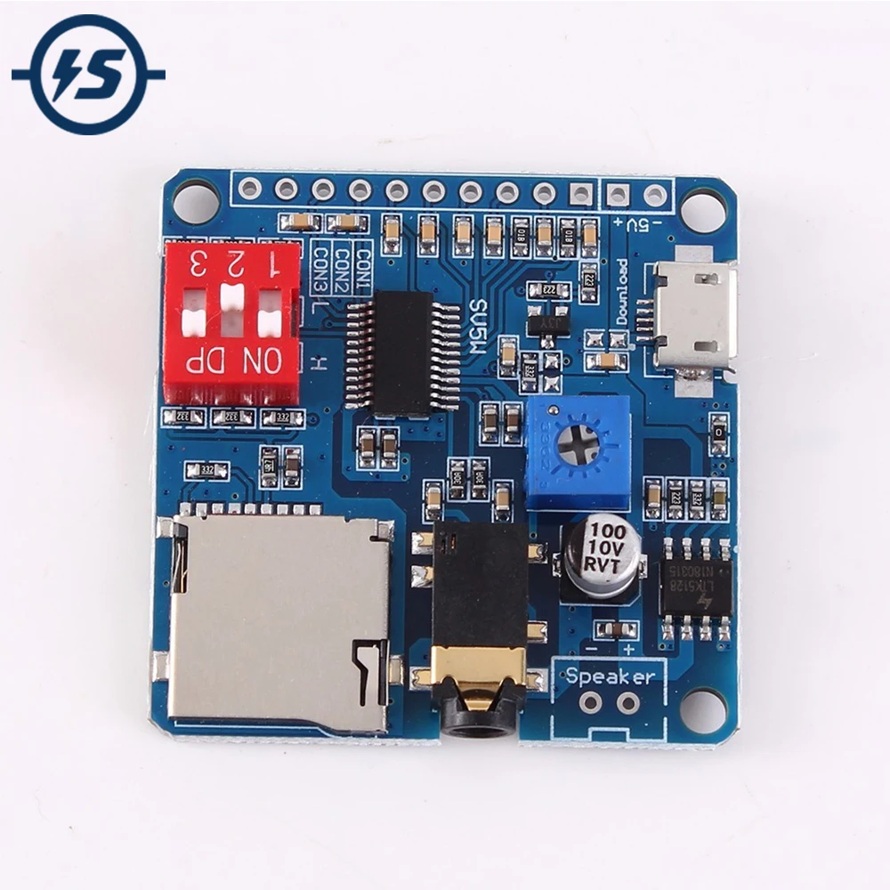 MP3 Music Decoder Voice Playback Player 5W Class D Amplifier Module UART I/O Trigger Support 32G TF Card U Disk Music Playing