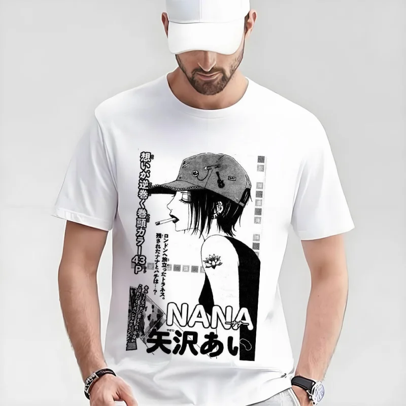 

Nana Osaki 0330 The Black Stones Punk Band Manga Gift T shirt Large size Tops Anime Girl Graphic Print Y2k Clothes Cartoon Tee