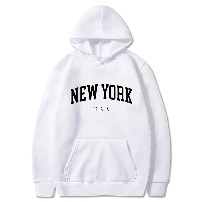 

LE 2024 New York City USA City Hoodie Men's Fashion Letter Printed Pattern Unisex Sweatshirt Women's Loose Casual