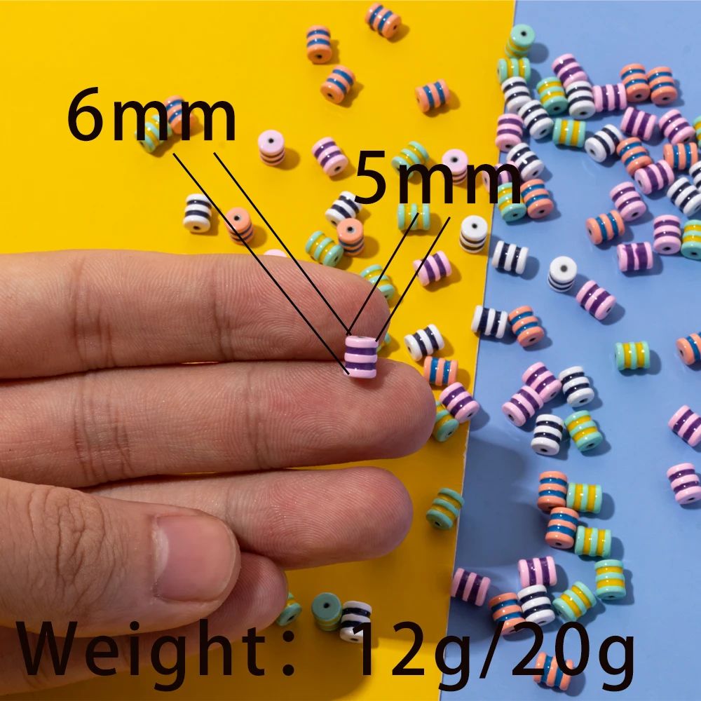 20pcs 5x6mm Tube Enamel Beads Painted Grease Colorful Beads For Bracelets Making Rainbow Jewelry Making Accessory Supplier