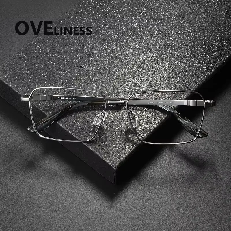 

Pure Titanium Glasses Frame Men New Brand Design Square Eyeglasses High-end Quality Ultralight Japanese Business Eyewear