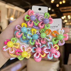 2PCS New Cute Color Blocked Flowers Princess Headwear Kids Elastic Hair Bands Children Hair Ropes Girls Hair Accessories