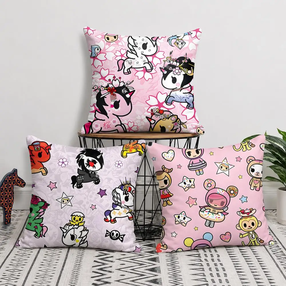 Fashion Pretty Logo T-Tokidoki Cushion Cover Wrinkle-Resistant Short Plush Pillow Case Breathable Machine-Washable