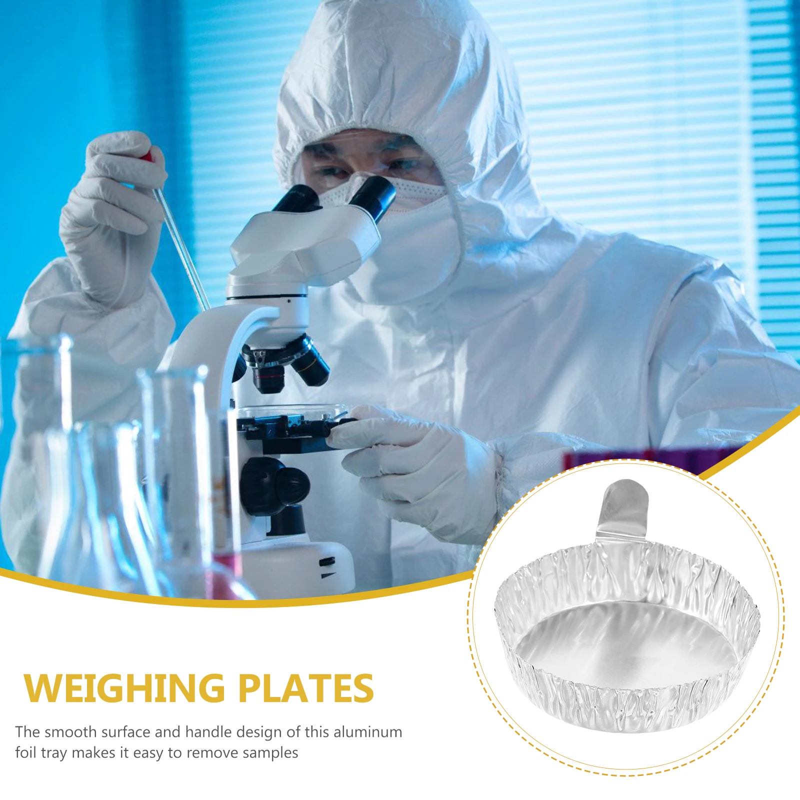 

100pcs Weighing Dish Aluminum Foil Tray 60mm Diameter 42ml Lab Supplies Sample Tray Measuring Boat Storage Trays Powder Pans
