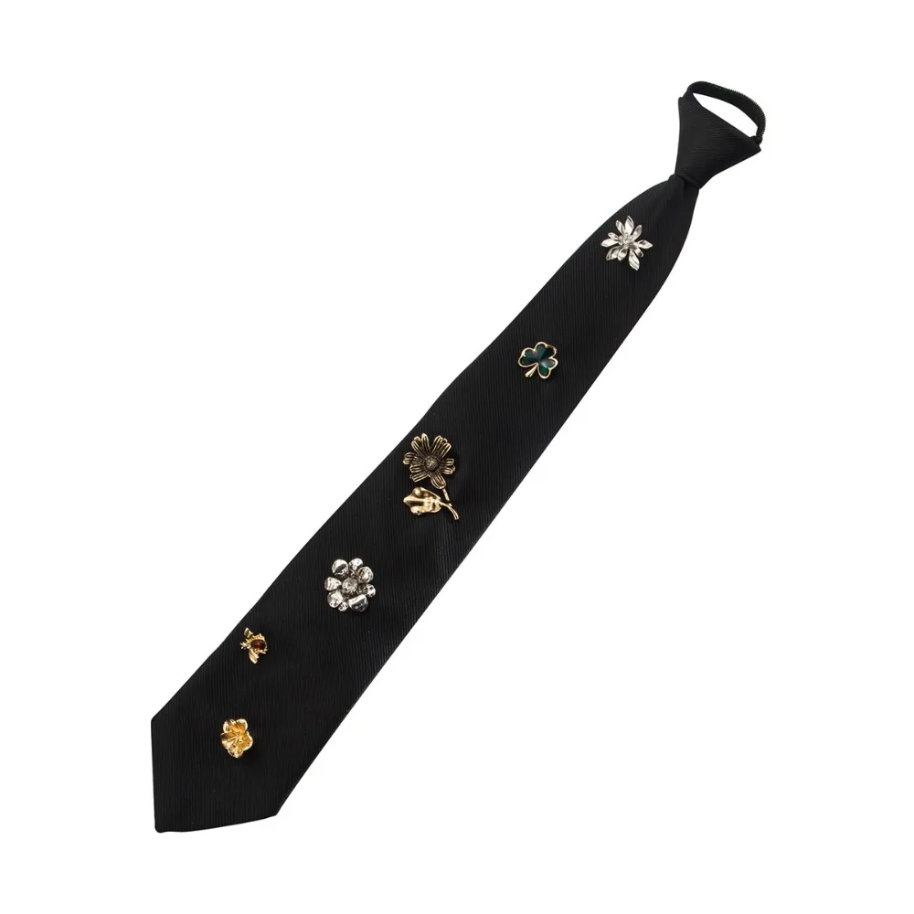 

Темпераментный корейский галстук с цветком, черная пчела, галстук со стразами, ожерелье, украшение из сплава, галстук для рубашки, производительность