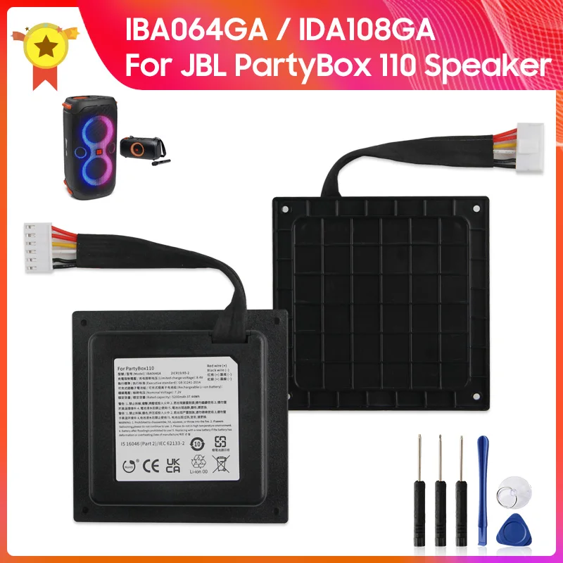 New Batteries IBA064GA / IDA108GA For JBL PARTYBOX 110 Wireless Bluetooth Speaker Replacement Battery 5200mAh With Tool