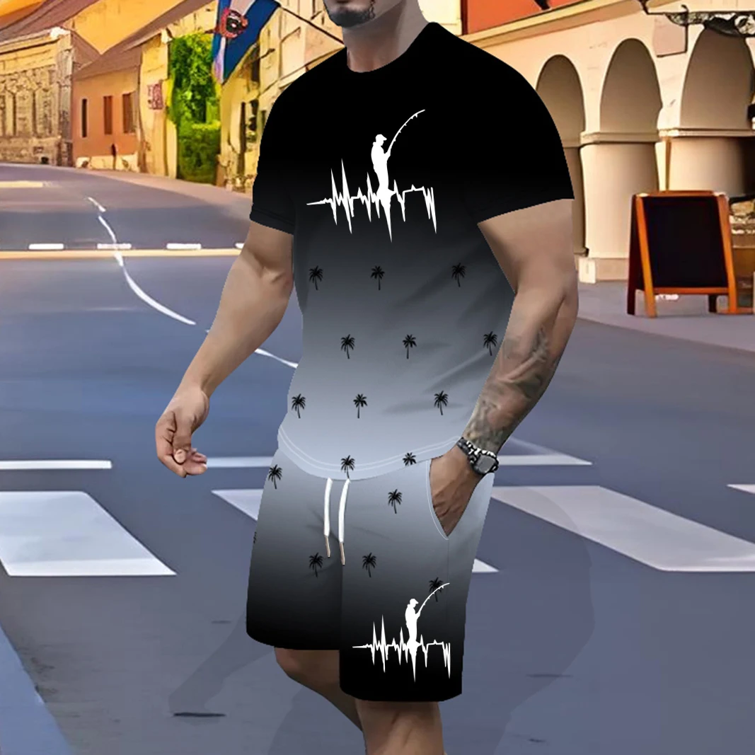 

Новый мужской комплект футболок с постепенным сменением и 3D-печатью, полиэфирное волокно, супер уникальный пляжный спорт