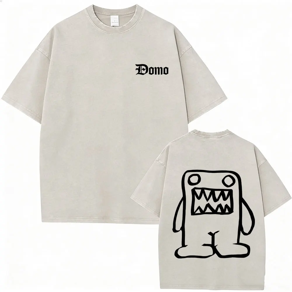 

Washed Vintage Domo Kun Funny Meme T Shirt Men's Women Japanese Fashion Trend T-shirt Male Cotton Oversized T-shirts Streetwear