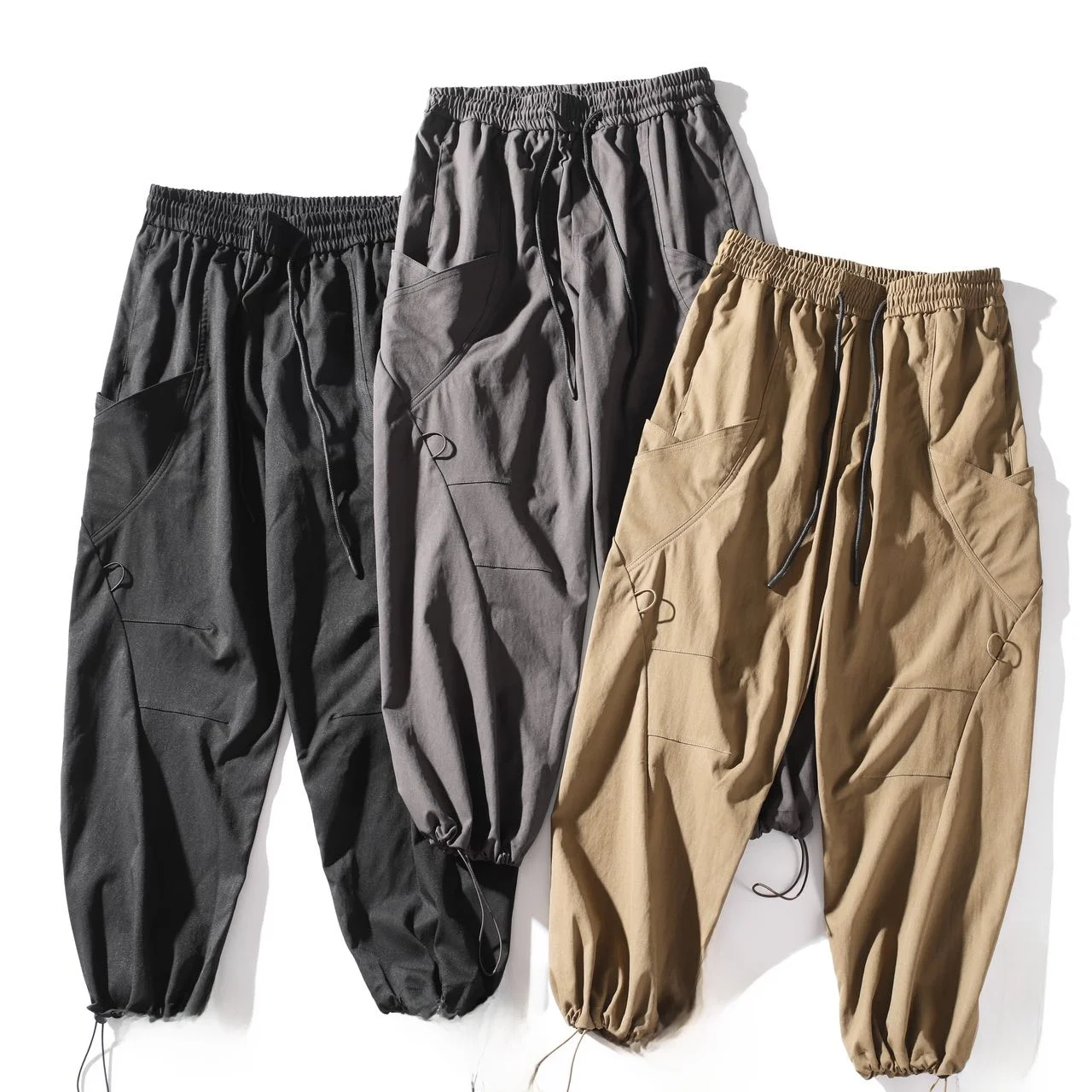 

Мужские функциональные ветрозащитные брюки в американском стиле, свободные, модные, брендовые, с множеством карманов, рабочие штаны с манжетами на штанинах