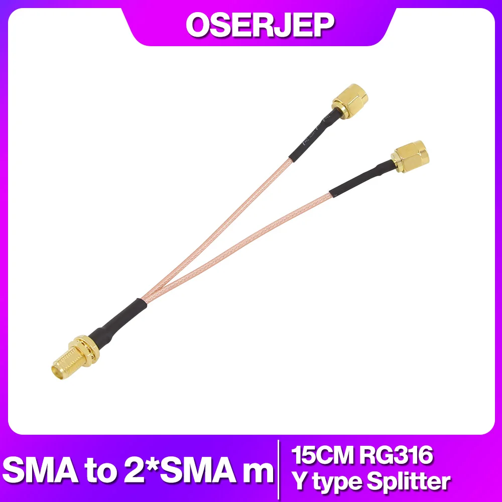 SMA male to Y type 2X SMA female male rp sma Connector Splitter Combiner Cable Pigtail RF Extension RG316 Cable